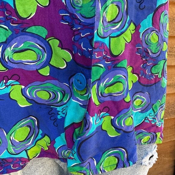 Vintage Blue Island Hawaiian Style Button Down Women’s Shirt Size M - Picture 7 of 13